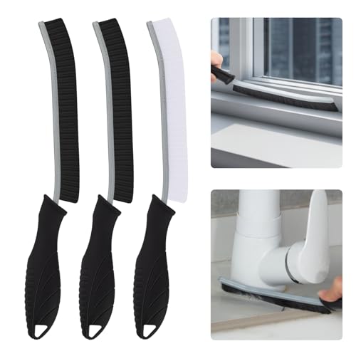 KMOSENIA Reinigungsbürste - Spaltreinigungsbürste, Hartborsten Ecken Reinigungsbürste, Bad Reinigungsbürste, Fugenbürste, Putz Utensilien für Küche, Toilette, Fahrzeug (3, Schwarzer)
