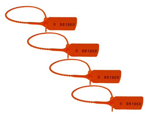 Hergestellt in Großbritannien, nummerierte Zugdichtung, Anti-Manipulations-Dichtungen, Sicherheits-Kabelbinder, Sicherheitssiegel, Sicherheitsetiketten (Orange, 100)