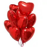 Valentinstag Deko Set XXL Dekoration 25 Herz Folienballons Rot Helium Luftballon Romantisch für Romantische Atmosphäre, Heiratsantrag und Hochzeit