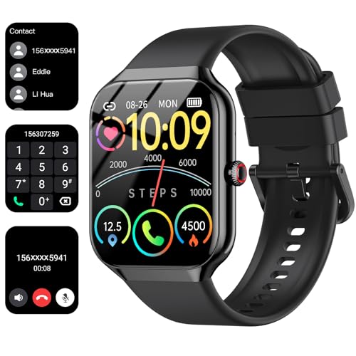 Smartwatch Herren Damen, 1.96" HD Fitnessuhr mit Telefonfunktion, Smart Watch mit Pulsuhr/Schlafmonitor, Fitness Tracker Schrittzähler Uhr, 100+ Sportmodi Sportuhr IP68 Wasserdicht für Android iOS