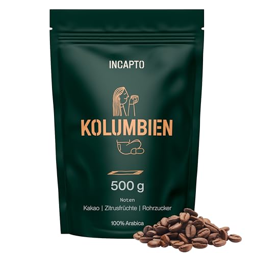 Incapto Spezialitäten-Kaffeebohnen | Single-Origin Kolumbien | Espresso 100% Arabica | Specialty Coffee 84 Punkte SCA | Traditionell Geröstete Bohnenkaffee | Plantage Huila, Cadefihuila, 500g