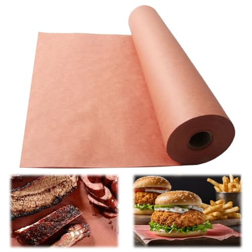 CEWROM Pink Butcher Paper, BBQ Kraftpapier 45CM * 15M, Original Butcher Papier, für Grill Smoker Fisch Fleisch, Metzger Papier BBQ Zubehör und Fleischverpackung, Perfektes Kochen von Saftigem