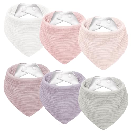 Susurration Lätzchen Baby Dreieckstuch Baby Musselin Halstuch Baby für Junge und Mädchen,Sabberlätzchen Baby Verstellbare 6 Stück (RosaViolett)