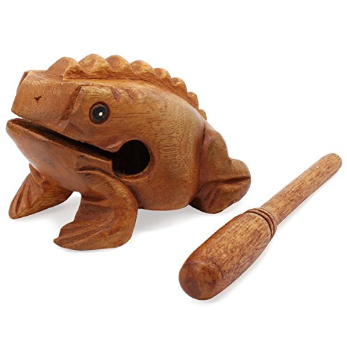 Aussel Guiro Croaking Hölzerner Frosch mit Schlägel, Musikinstrument Sound Block, Fairer Handel Percussion Instrument (12.7CM)