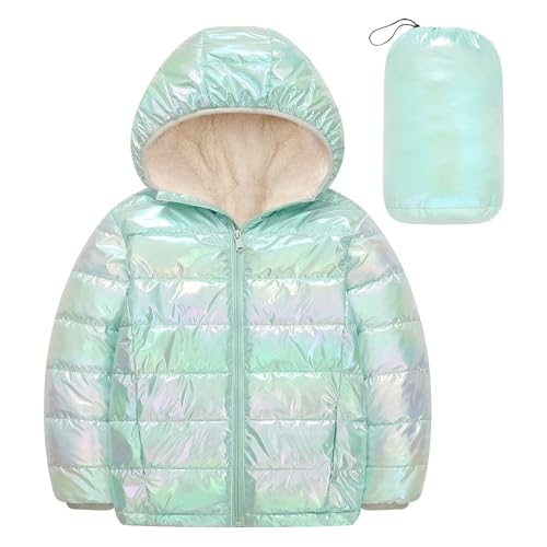 kids4ever Mädchen Wintermantel Warme Winter Jacke Dick Warm Puffy Mantel Wasserdicht Winddicht Glänzende Jacken 6-7 Jahre