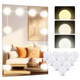 OSDUE 10 LED Spiegelleuchte, Hollywood Schminklicht für Spiegel, 3 Farbe Dimmbar Schminklicht, Schminktisch Leuchte, Make Up Licht, Schminkleuchte, Spiegellampe für Kosmetikspiegel, Badzimmer Spiegel