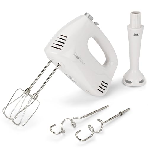 Clatronic® Handmixer | Hand- und Stab- Mixer in Einem | Handrührgerät mit kraftvollem 300 Watt-Motor | Rührgerät mit 5 Geschwindigkeitsstufen | Turbostufe & Auswurftaste | HM 3524