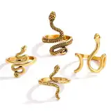 4 Stück Schlange Ring,Gold Schlange Ring,Vintage Schlange Ring Set,Schlangenring für Frauen,Personalisierter Schlange -Ring für Herren und Damen,Modisch und Individuell, für Männer und Frauen