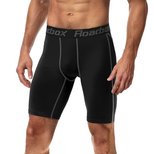Roadbox Herren Kompressionsshorts, Männer Sport Unterhosen Schnelltrocknendes Sportunterwäsche, Tights Kurz Funktionsunterwäsche Laufunterwäsche Radlerhose Sportunterhose(Black)