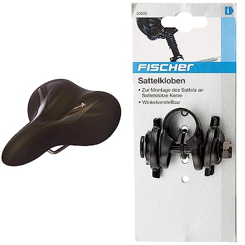 Selle Royal Damen Gel Trekkingsattel, schwarz, One Size & Fischer 85638 Sattelkloben, schwarz, One Size