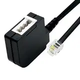 BIGtec Telefon TAE Adapter TAE-F Buchse auf RJ11/RJ14 6P4C Stecker Telefonadapter Adapterkabel Telefon Festnetz Router Modem Splitter Telefonkabel Kabel 0,2m schwarz