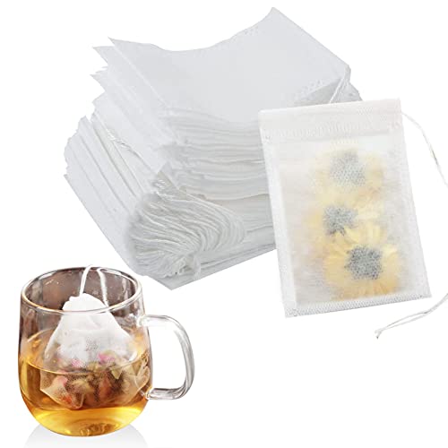 Newaner 200 Stück Teefilter Papier für Losen Tee, 7 X 9cm Teebeutel Einweg mit Kordelzug, Filter, Bags für Duftender , Gewürze,Vanille, Lavendel, Kaffee