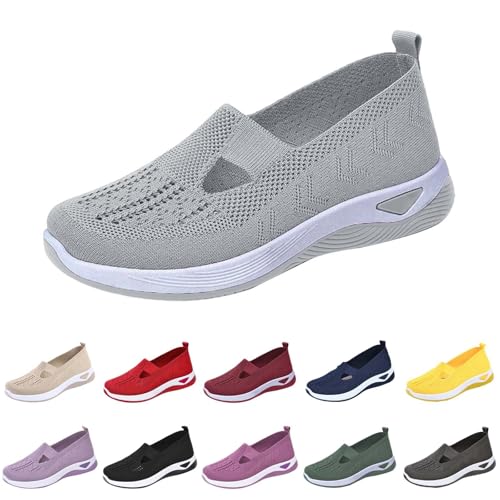 Gyaimxfu Orthopädische Schuhe Damen Sneaker, Schuhe ohne Schnürung für Damen Handsfree Slip On Walkingschuhe Orthopädische Plateau-Turnschuhe Leicht Bequeme Erhöhte Dämpfung und Entlastung der Füße