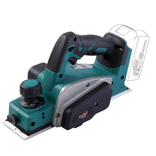 KATSU FIT-BAT 21V Akku-Hobel, Handhobel mit 82 mm Hobelbreite, bis 2 mm Spantiefe, 15000 U/min, zusätzliche Klingen enthalten, ohne Akku und Ladegerät 102781