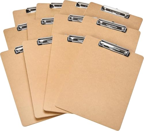 Amazon Basics Hartplatten-Klemmbrett - 12er-Packung, Braun