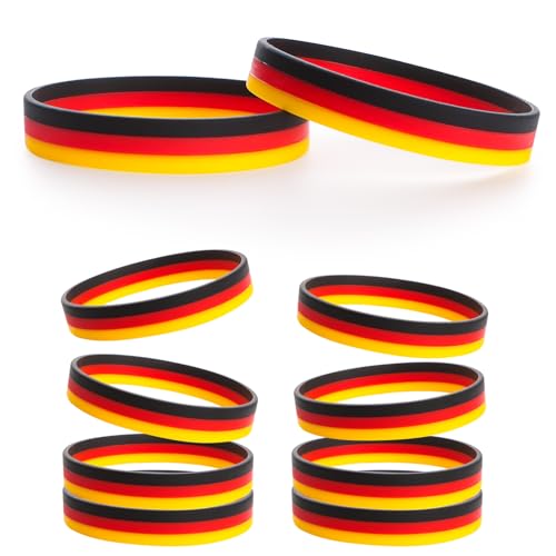 GEBETTER 8 Stück Fanarmband Deutschland Fanartikel EM WM schwarz rot gold Armband Silikonband Band zu Weltmeisterschaft Europameisterschaft