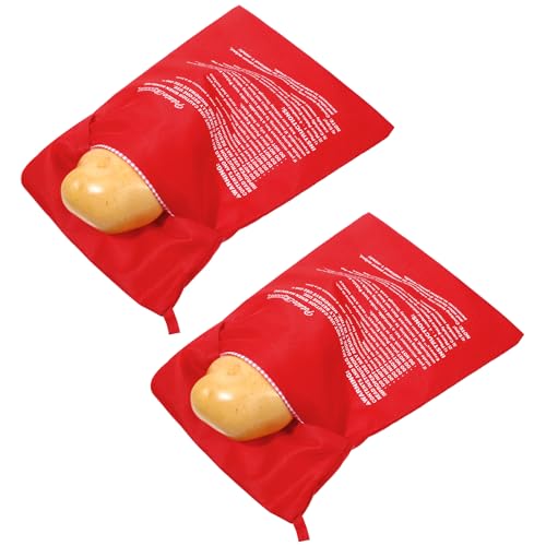 2 Stück Kartoffel-Mikrowellenbeutel, Rote Wiederverwendbare Kartoffelbeutel für die Mikrowelle, Kochbeutel, Kartoffel-Express-Mikrowellenbeutel für perfekt gekochte Kartoffeln