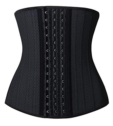 YIANNA Korsett Shapewear Damen Bauchweg Stark Formend Latex Waist Trainer Sport Body Shaper Corsage Taillen Mieder Taillenformer Schwarz 20173 M