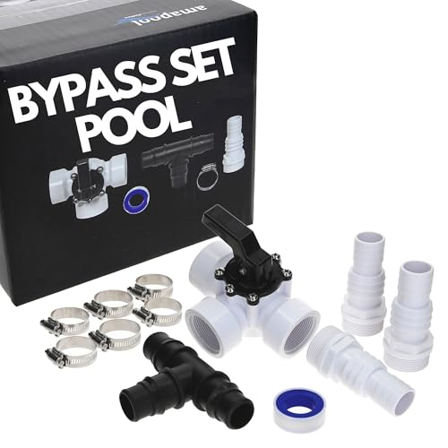 Amapool Bypass Set Pool 38mm I 12-teiliges Set für Poolheizung und Sandfilteranlage I 3-Wege-Ventil Pool I Anschlussset Pool I Komplettset für Poolschlauch 32mm und 38mm