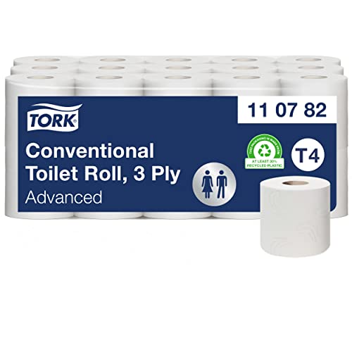 Tork 110782 extra weiches Kleinrollen Toilettenpapier in Advanced Qualität für Tork T4 Toilettenpapier Kleinrollensysteme / 3-lagiges WC-Papier extra weich und reißfest, 30er Pack (30 x 250 Blatt)