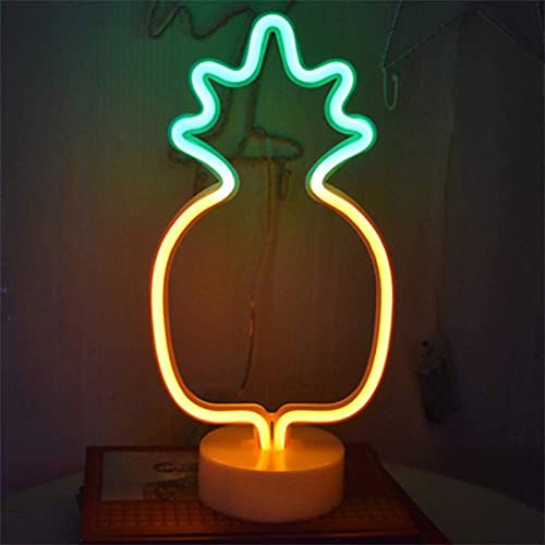 ENUOLI Pineapple Neon Signs LED Leuchtreklame mit Halter Basis Batterie/USB betrieben Neonlicht für Party Weihnachten Geburtstag Hochzeit Tischdekoration Kinder Kinderbedarf Geschenke (Gelb/Grün)