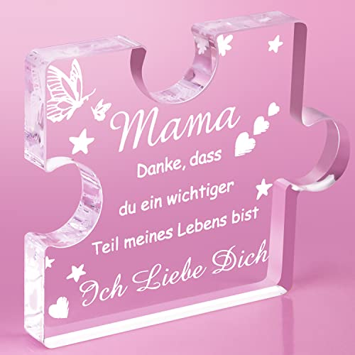 RISFIHEI Muttertagsgeschenk,Mama Geschenke für Mama, Mama Geburtstagsgeschenk-Gravierte Acryl Block Puzzle-Mama Geschenk,Geschenk für Geburtstag/Muttertag/Christmas