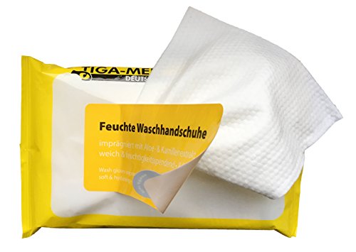 Waschhandschuhe Feucht Einmal Einweg 10 Pack à 8 Stück (= 80 Stück) Waschhandschuh mit Aloe Vera imprägniert