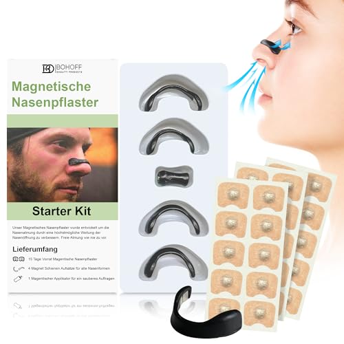 Magnetische Nasenpflaster (Starter Kit) – Anti-Schnarch Nose Strips, Schnarchstopper & Schnarchschiene für besseres Atmen, Nasal Strips & Nasenstrips Magnet