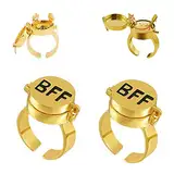 Shengruili 2 Stück Beste Freunde für Immer Ringe,Einstellbar Offene Kappe Ring,Süßes BFF Ring,Offene Kappe Ringe,Gold Ringe,Schmuckgeschenke für Frauen Mädchen