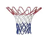 Basketballnetz 43 cm Lang für Standard Körbe Ø 45,7 cm - Stabiles Nylon in NBA Farben Rot, Weiß, Blau - Ideal für Indoor und Outdoor, Offizielle Wettbewerbsgröße, Einfache Montage mit 12 Schlaufen