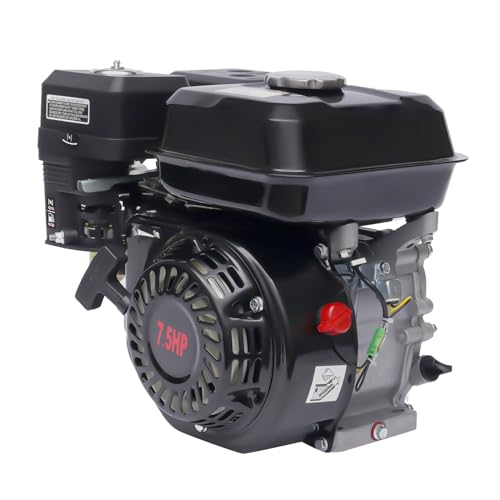 TESUGN Benzinmotor, 7,5 PS 4 Takt Benzinmotor Standmotor, Elektrostarter Go Kart Motor 5100W 3600RPM Vertikalmotor Austauschmotor, 25° Inclined Single Cylinder