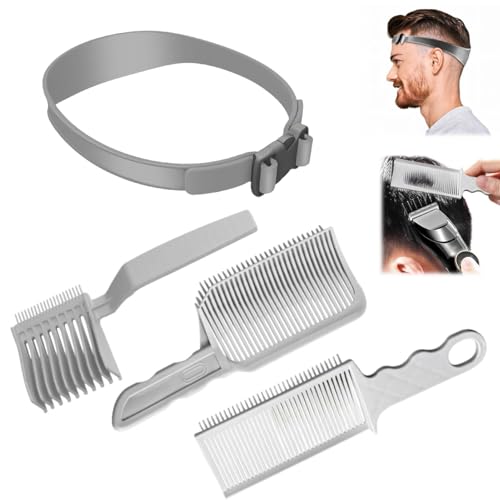 Miioto Haarschneidekamm Übergang, 4 Stück Haare Schneiden Übergang, Haarschneide Schablone, Haarschneidehilfe, Curved Silicone Haircut Band, Compatible with All Hair Clippers, Barber Accessories (A)