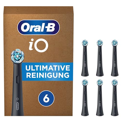 Oral-B iO Ultimative Reinigung Aufsteckbürsten für elektrische Zahnbürste, 6 Stück, ultimative Zahnreinigung, Zahnbürstenaufsatz für Oral-B Zahnbürsten, briefkastenfähige Verpackung, schwarz