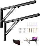 Viesap Professionelle Klappkonsole Schwerlast, Klapptisch Wand, Edelstahl Klappkonsolen Klappkonsole Tisch Klappregalhalterungen Klappträger Regalträger für Bänke und Regale (500mm, 2 Stück).