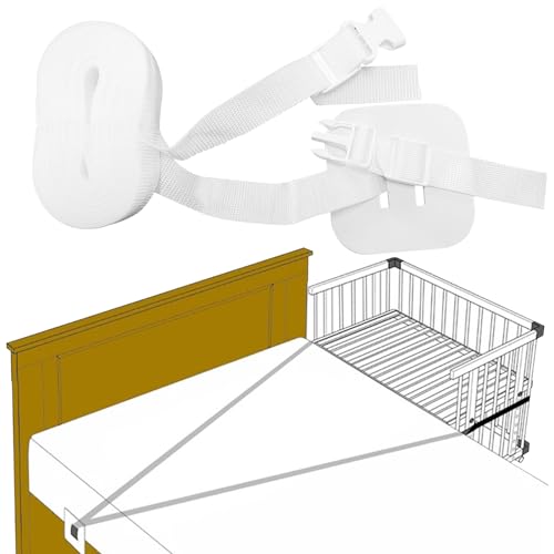 tekenewbse 6 m Babybett Zubehör, Strap for Baby Bed, Gurt für Babybett, Beistellbett Befestigung Fixed Strap for cot für Beistellbett Gurt Zum Andocken an Das Erwachsenenbett (Weiß)