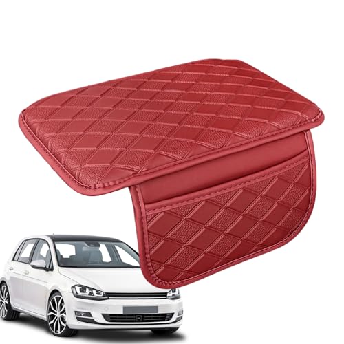 Autozentrum Konsoleabdeckung | Auto -Armlehre abdeckt | Armlehre Box Cover | Lederschutz, Mittelkonsole erhöht, Beschützer mit Aufbewahrungstaschen für Fahrzeuge, LKW | Schwarz, rot, beige