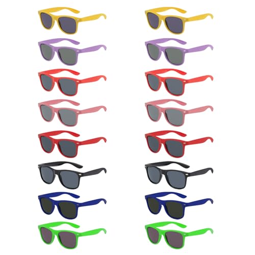 MAISITOO Partybrillen Set, 16PCS Neon Sonnenbrillen für Kinder & Erwachsene – Ideal für Party Sonnenbrille, Outdoor, Autofahren & Neon Partys （8 Farben）