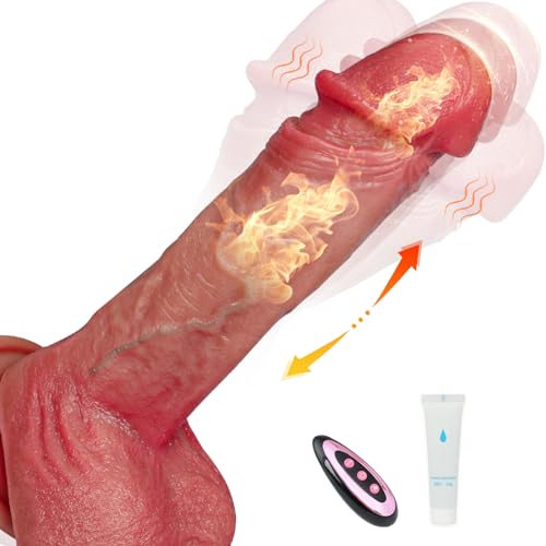 Dildo für Frauen, 23cm Leise 9 Teleskop und Vibrationen mit stoßfunktion Dildo Vibrator, Diloschwanz für Frauen, 42 ℃ beheizbarer Vibratoren für Realistischer G-Punkt Vibratoren (Fleischfarbe)