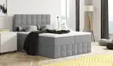 Moderne Boxspringbett MERA Premium Bett mit Bettkasten Ziernähten Bonell Matratze H3 Federkern Topper Polsterbett Doppelbett Schlafzimmer (Dark Grey - Aura 24, 140 x 200)