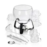 Kela Feuerzangenbowle Set 11 teilig JUNTOS, Bowleset mit 3,5l Glasschale, 6 Gläser, Zuckerzange, Schöpfer, auch geeignet für Sommerbowle & Glühwein, Transparent, 22 centimeters cm