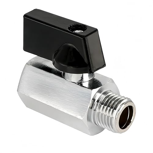 Messing Mini Kugelhahn G1/4" IG x AG,DN8,Mini-Kugelhahn Absperrhahn,Mini Absperrventil verchromt G1/4" Innen(Ø11,5mm) x Außen(Ø12,5mm),Gewindefitting Messing Anschlussstücke