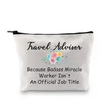 JXGZSO Lustiges Reisebüro Geschenk Reiseberater Kosmetiktasche Because Badass Miracle Worker Isn't An Official Job Title Guys Trip Gifts, Reiseberater