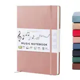 Beechmore Books Notenpapier Buch - A4, Rosa I Premium Notenbuch mit 10 Notenzeilen, Veganes Leder Hardcover, 120gsm Papier, Professionelle Notenmappe, Geschenkbox, für Musiker, Studenten & Songwriter