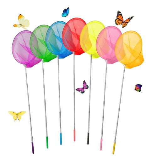 TayBong Kescher Kinder Set, 7 Stück teleskopierbare Schmetterlingsnetz für Kinder (37-85 cm), Ideal zum Fangen von Insekten, Fischen, Kinder Pool Fischernetz, Strand Spiele, Gartenaktivitäten