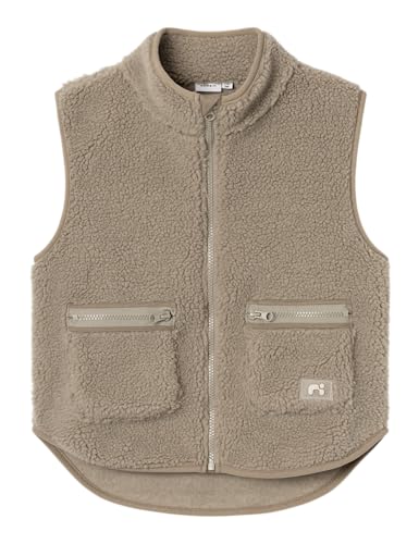 NAME IT Jungen Nkmnoderne Teddy Waistcoat Weste, Weathered Teak, 134/140