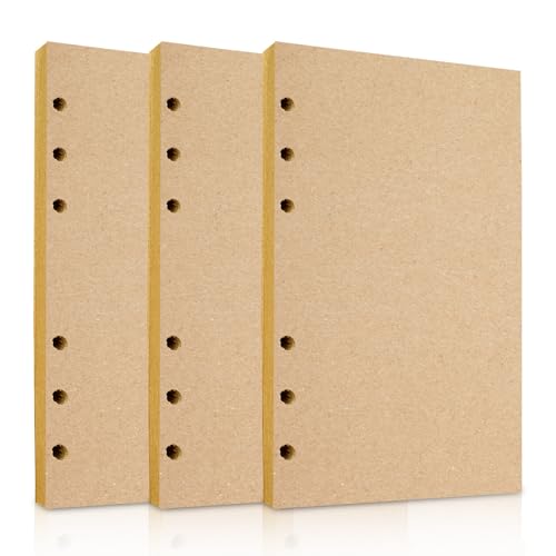 Nachfüllpapier A5 Nachfüllbar 3 Pack Notizpapier 6 Löcher Kraftpapier Nachfüllpapier 135 Blatt Refill Paper Nachfülleinlagen für Agenden Planer Tagebücher Tägliches Tagebuch Skizzen Malen