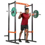 Sunny Health & Fitness Power Zone Squat Rack, extrem langlebiger Kraftkäfig für das Heim-Fitnessstudio mit abgewinkelter Klimmzugstange, J-Haken, 455 kg Gewichtskapazität - SF-XF9925