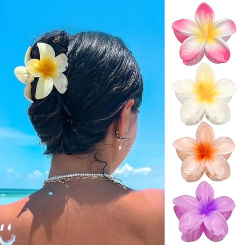 4 Stück Haarklammer Blume,4 Colors Egg Flower Hair Claw Clips,rutschfeste Haarklammern für Frauen,Niedliche Haarklammern für Damen,Haarspangen Rutschfest Haarkralle,für Dickes Dünnes Haar