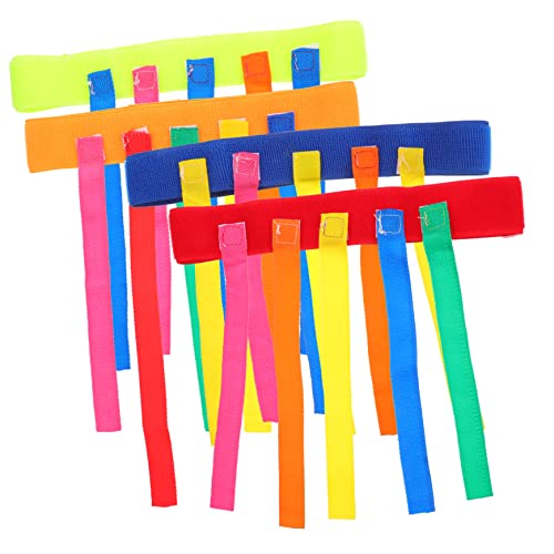 Ziehen Spielgürtel Kinder Jagen Spiel Fangen Gummiband mit Buntem Band für Kinder Kindergarten Outdoor-Sportaktivität, 4 Stück
