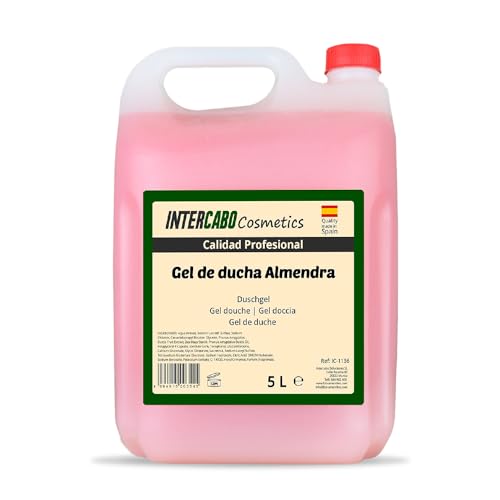 Intercabo - Kanister mit 5L Duschgel - Badegel 5 Liter - Nachfüllpack Badegel - Hotelausstattung - Flüssigseife - Duschgel Mandelblüte - Feuchtigkeitsspendend
